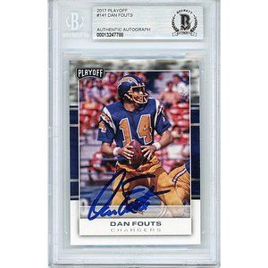 Dan Fouts Chargers Signed 2017 Playoff Football Card Beckett BAS Slab Autograph